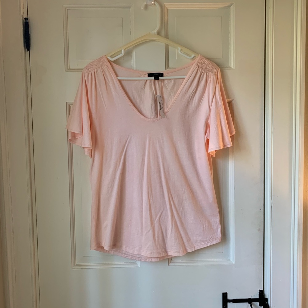 J Crew flutter sleeve scoop neck tee shirt tshirt